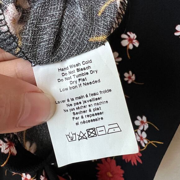 Nordstrom All In Favor Black Red Floral Midi Dress Size XS - Picture 6 of 6